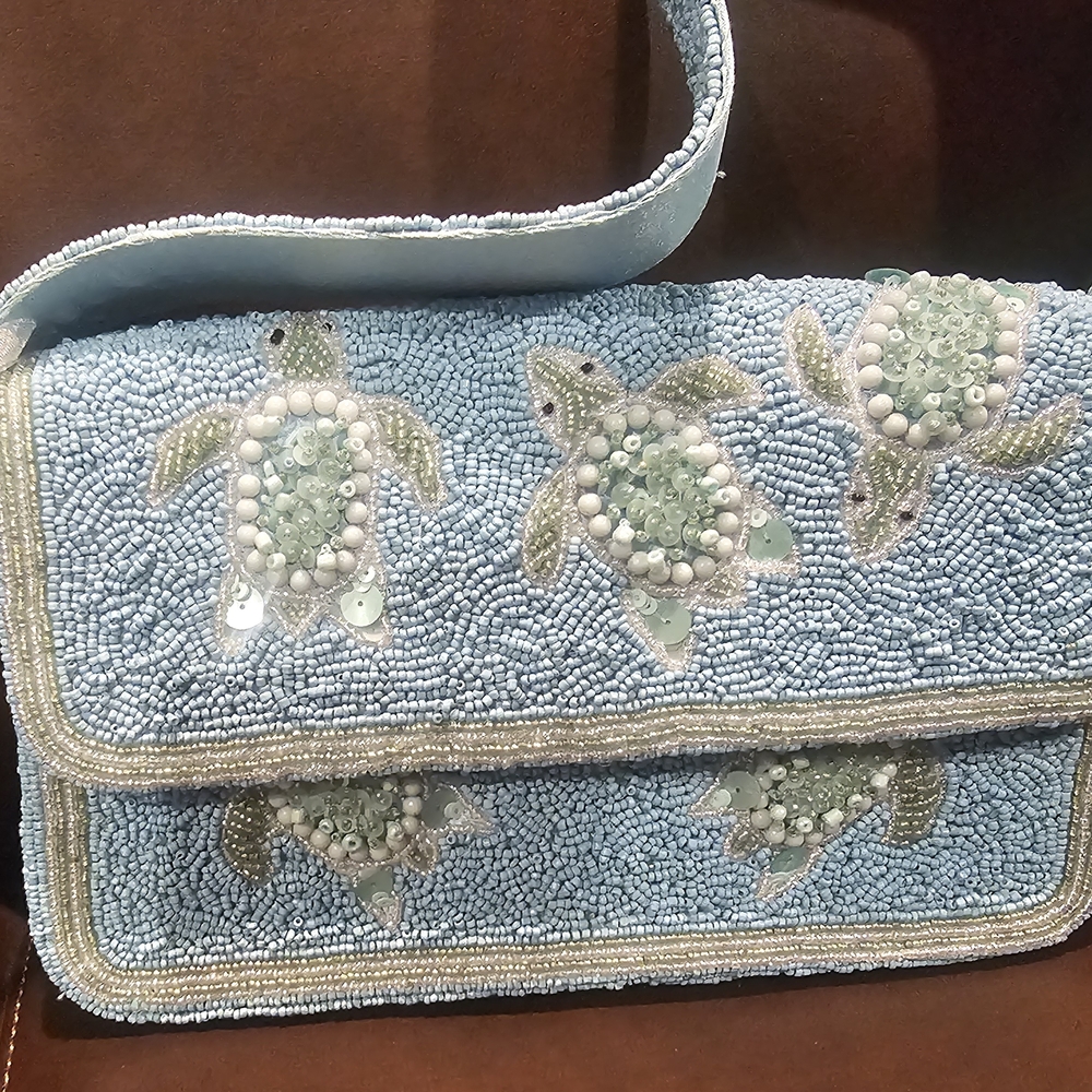 India Beaded Sea Turtle Purse
